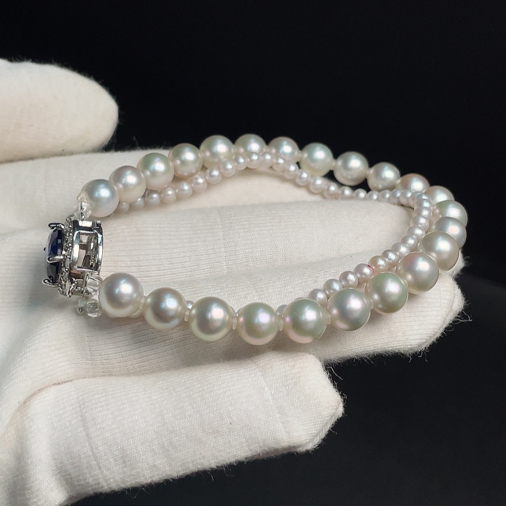 C30469869 Seawater Pearl Bracelet, Color Origin Undetermined, With Pearls, Stones Likely Non-Natural, Non-Gold, Total Weight Approx. 14.67g, Size 2.9-6.3mm