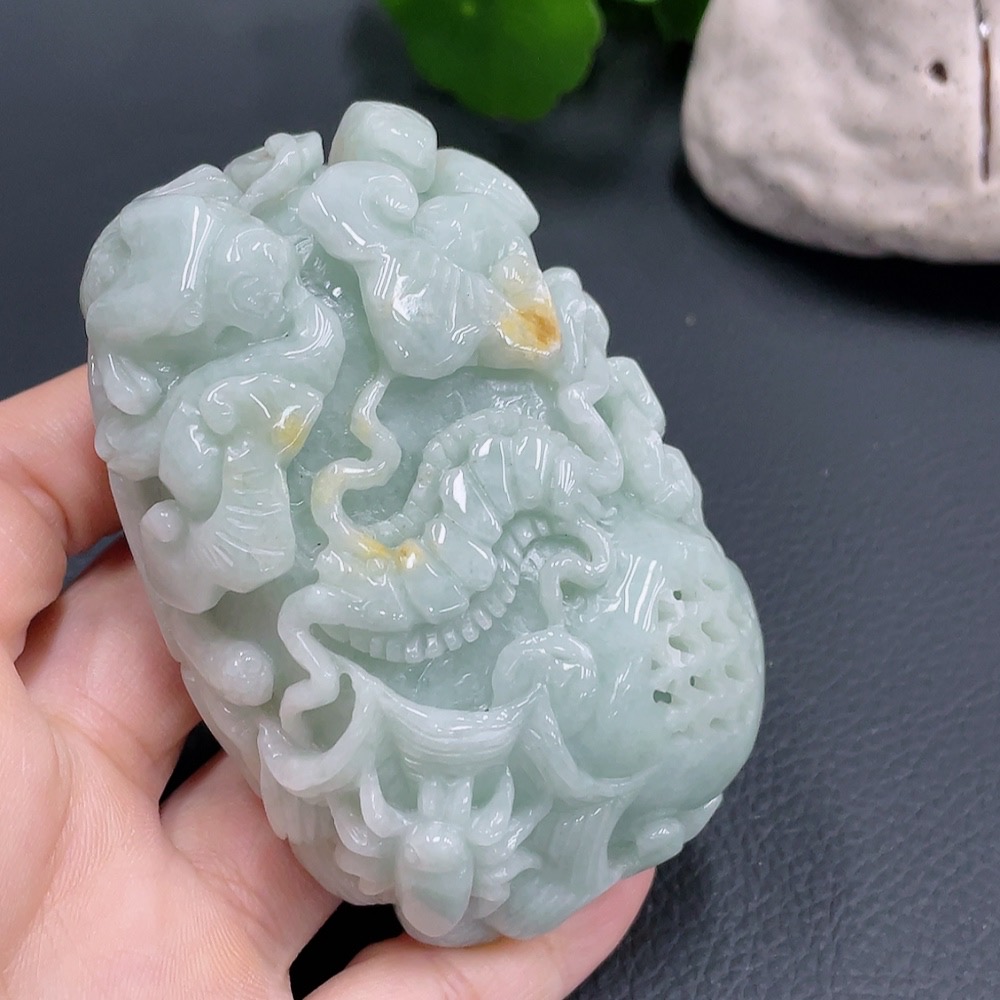 F23578788 Jadeite Handheld Piece, Color Origin Undetermined, Damaged, Total Weight 242.123g