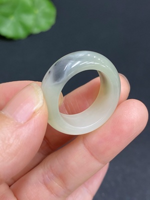 H32704386 Hetian Jade Ring Size 18 Total Weight About 6.2g Containing Other Mineral Components