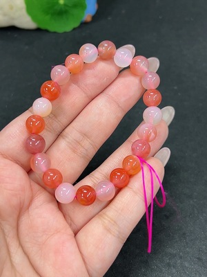 H41923352 盐源玛瑙手串 卡8.5mm左右 仅红色 货品总重约19.5g
