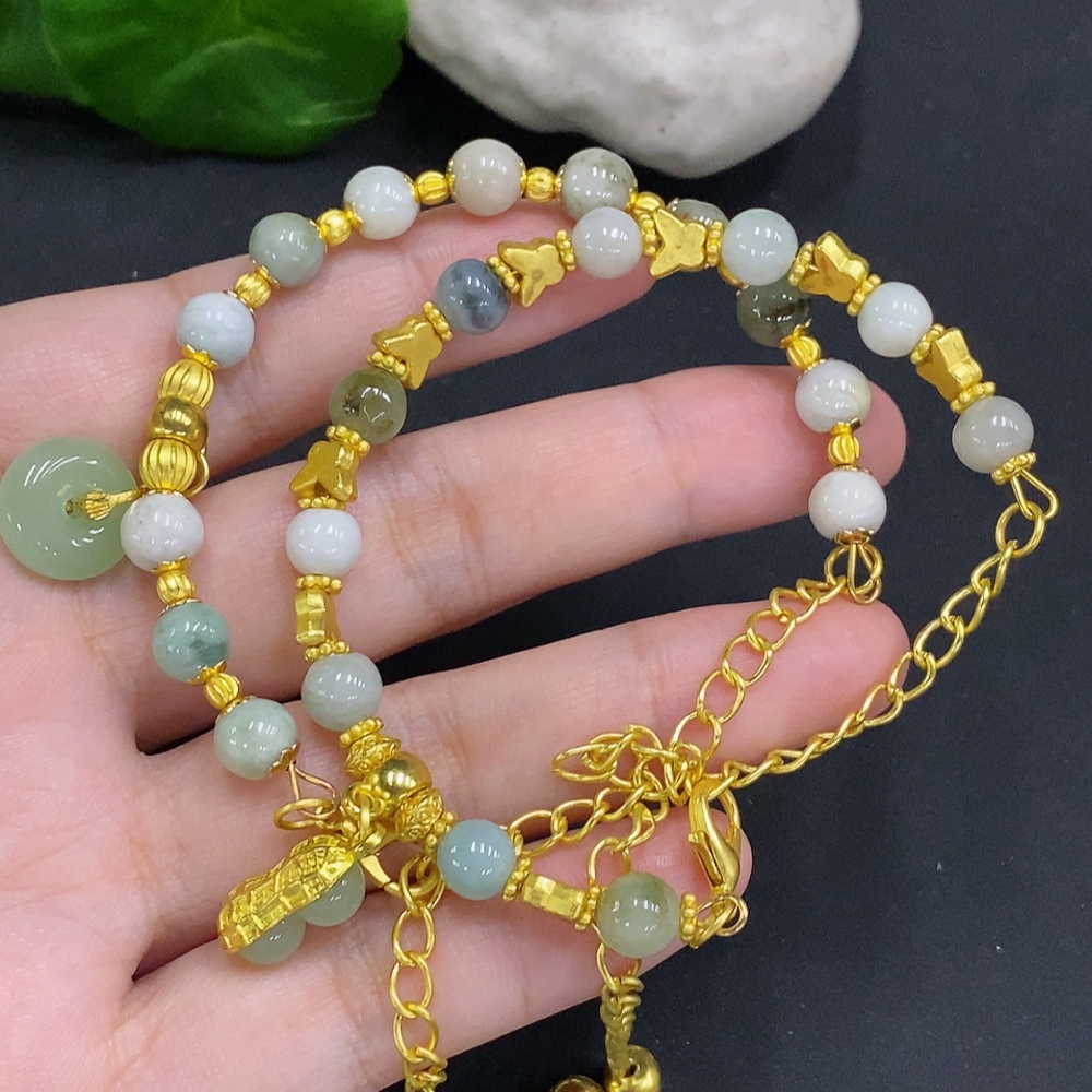 F34001796 Jadeite Beads Strand Sell as a Lot Non-Gold Setting (Contains Other Mineral Components) (Matching Beads Non-Grade A)