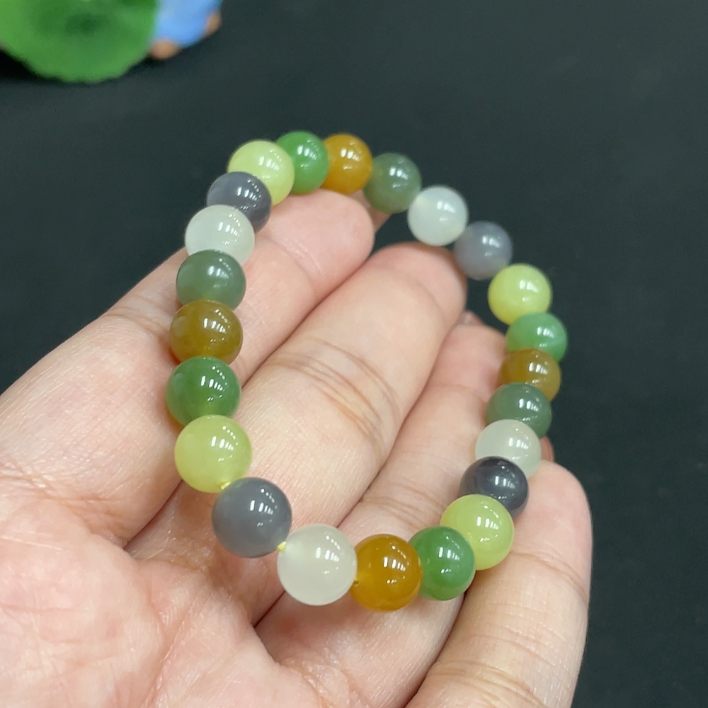H35118229 Hetian Jade Bead Necklace Approx. 7.6mm Total Weight Approx. 17.8g