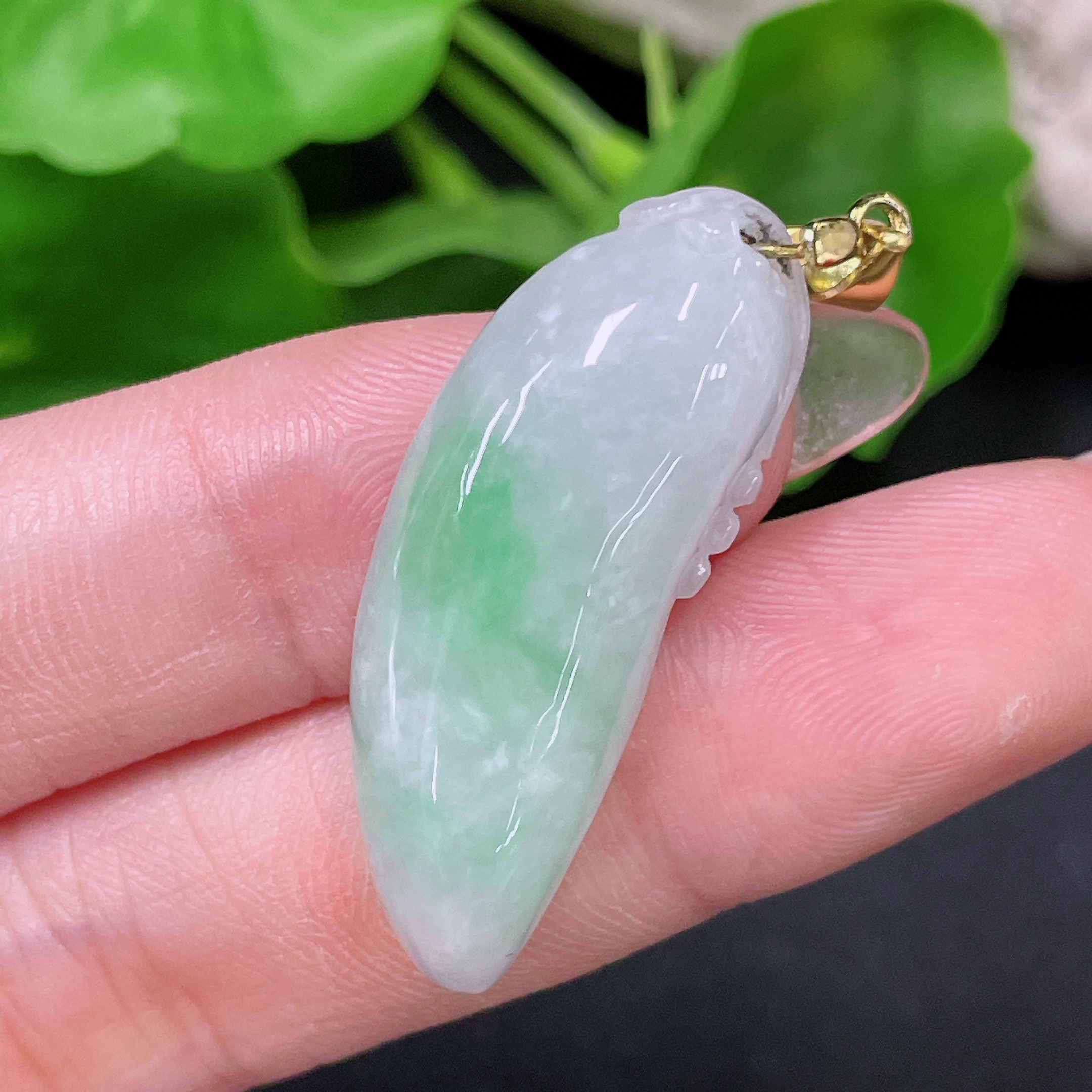 F34958235 Jadeite Fu Gua Pendant Non-Gold Inlaid Total Weight Approx. 6.5g