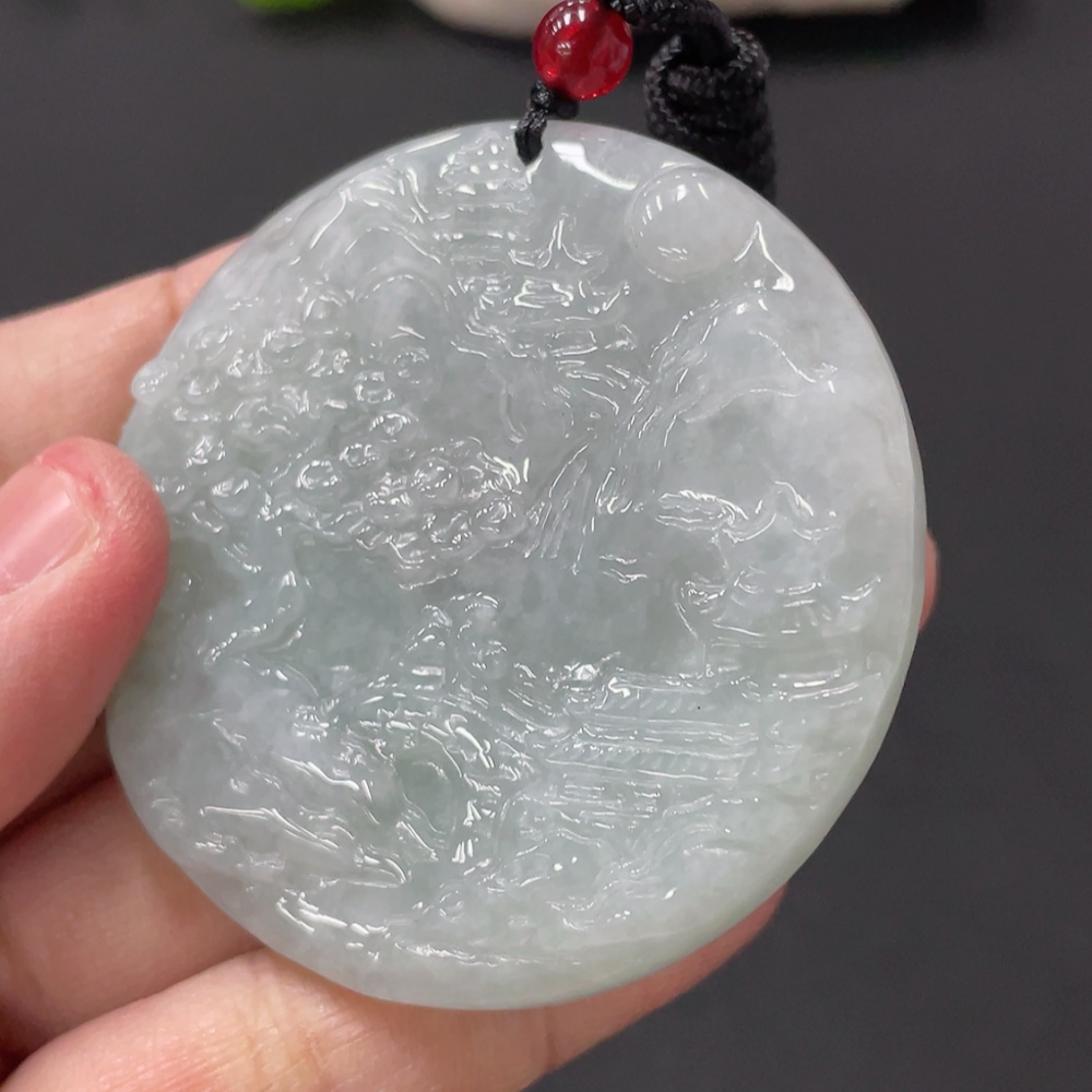 F33875879 Jadeite Landscape Pendant Total Weight Approx.42.97g