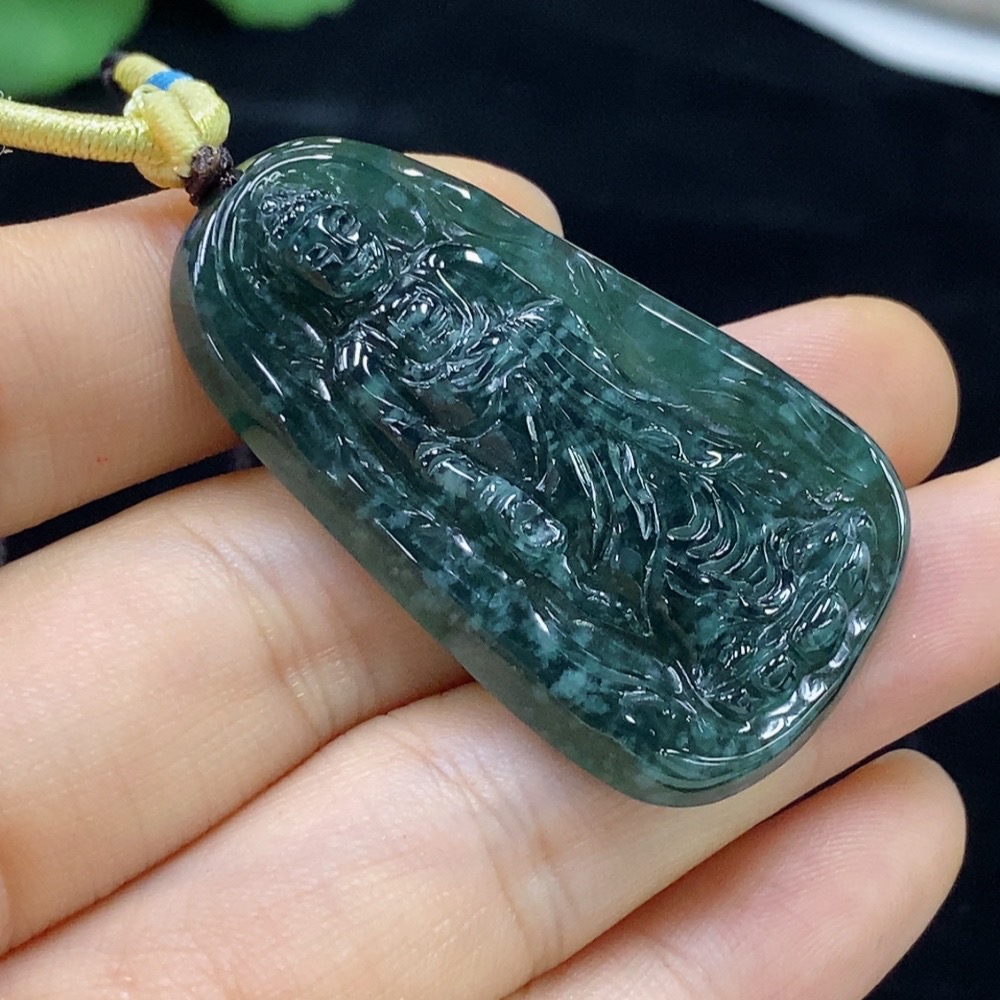 F32731855 JadeitePendant Buddha Amulet Total Weight Approx. 14.1g (including rope)