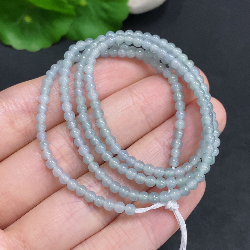 F33907165 Jadeite Bead Necklace Approx. 2.8mm Total Weight Approx. 7.5g