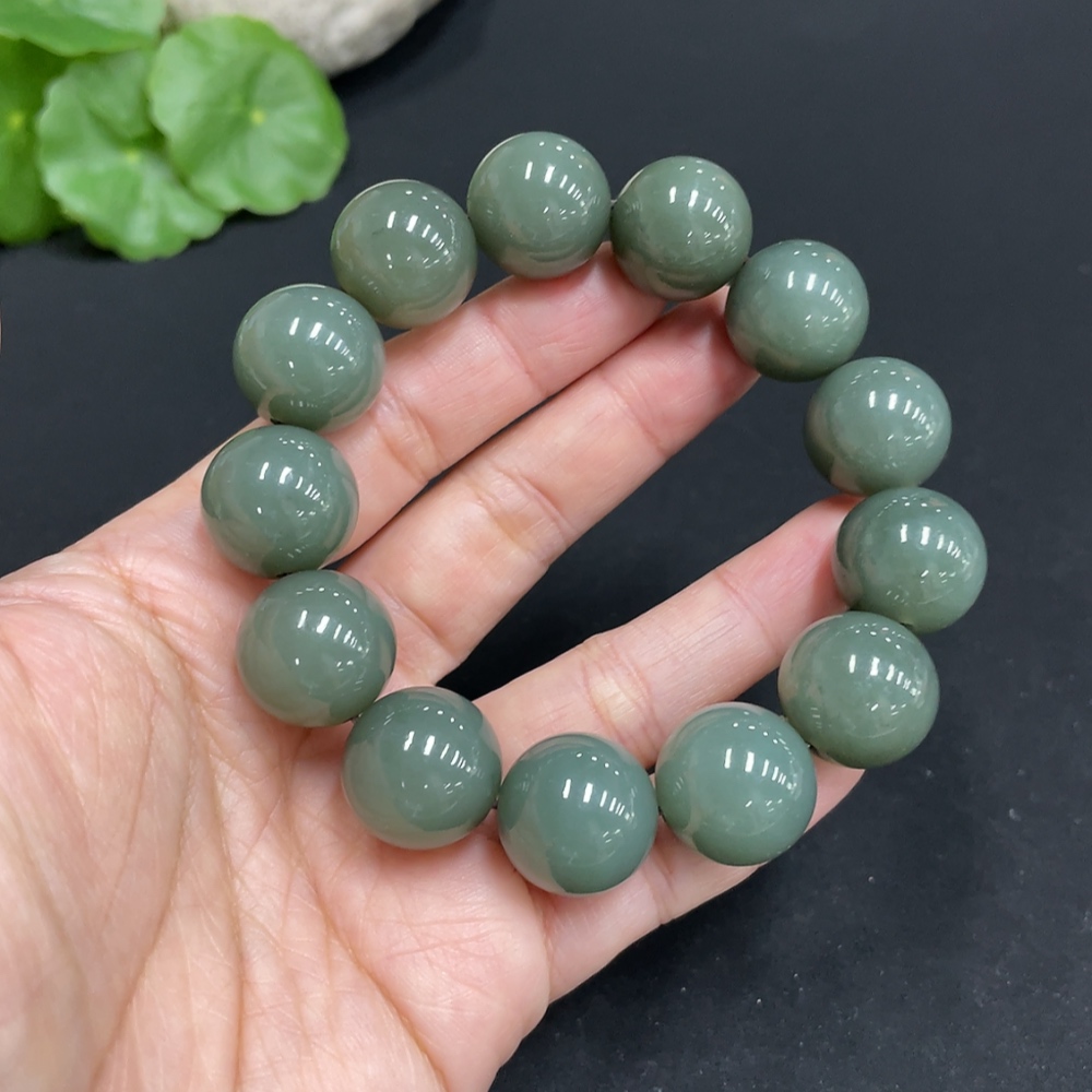 H34072203 Hetian Jade Bracelet, Approx. 16mm Beads, Total Weight About 83.8g