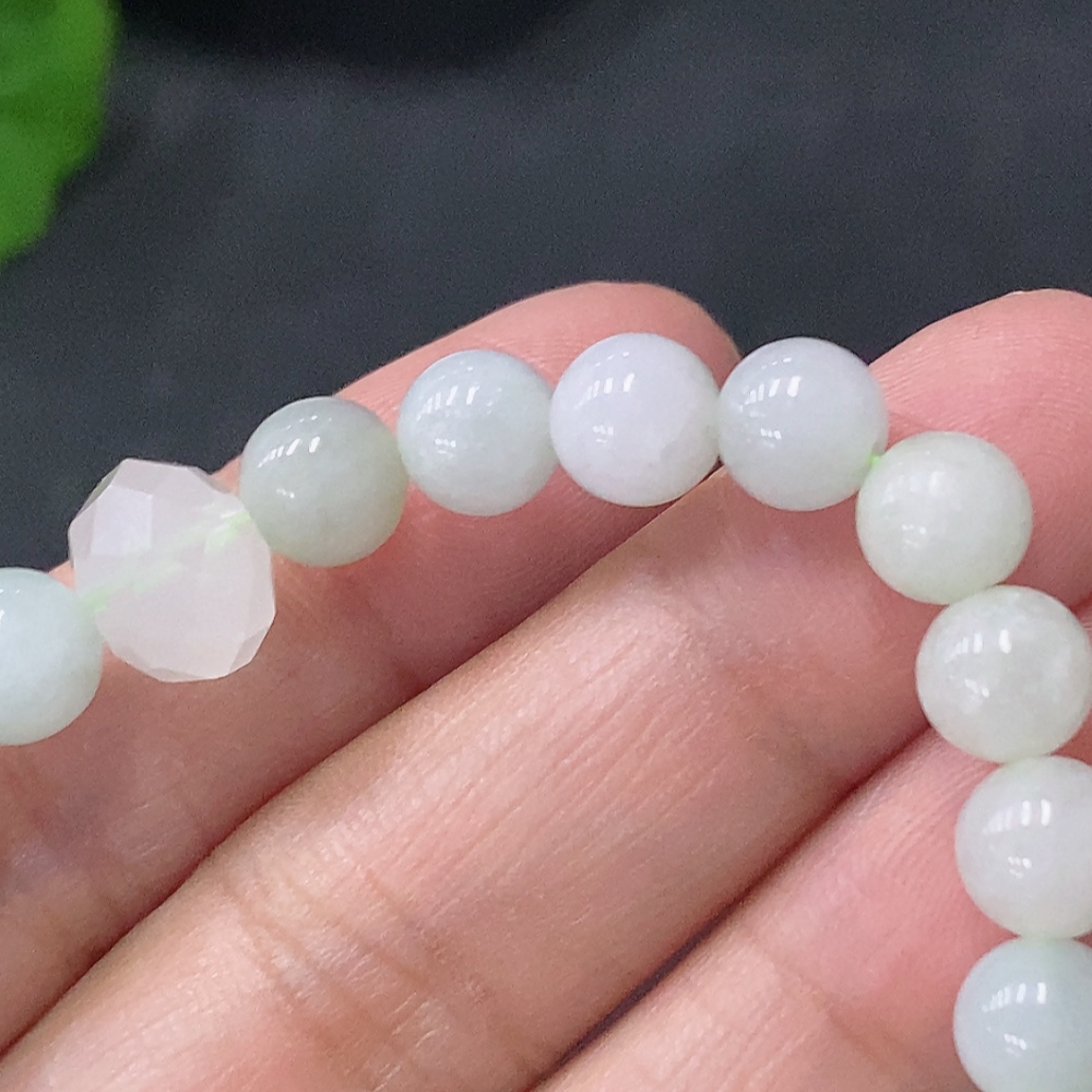 F31662543 Jadeite Bracelet Approx. 6.8mm Beads Total Weight About 12.73g Non-A Grade Accessory Beads