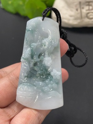 F31632162 JadeiteMagpie on Plum Branch Pendant