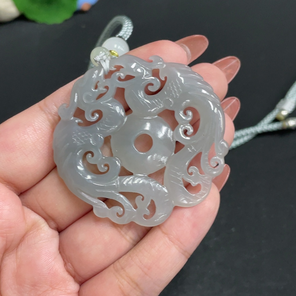 H34005660 Hetian Jade Pendant, Antique-style Piece, Total Weight Approx. [with cord] 27.9g, Beads Not Hetian Jade