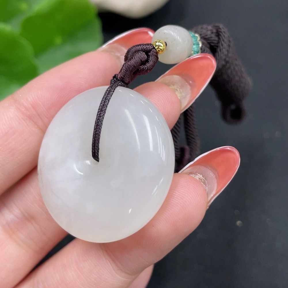 H34027337 Hetian Jade Pendant, Peace Buckle with Non-Hetian Jade Beads