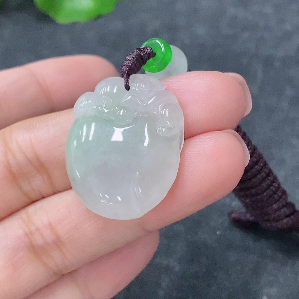 F34977233 Jadeite Pendant Fu Gua Total Weight Approx. 8.92g Including Rope With Non-A Beads