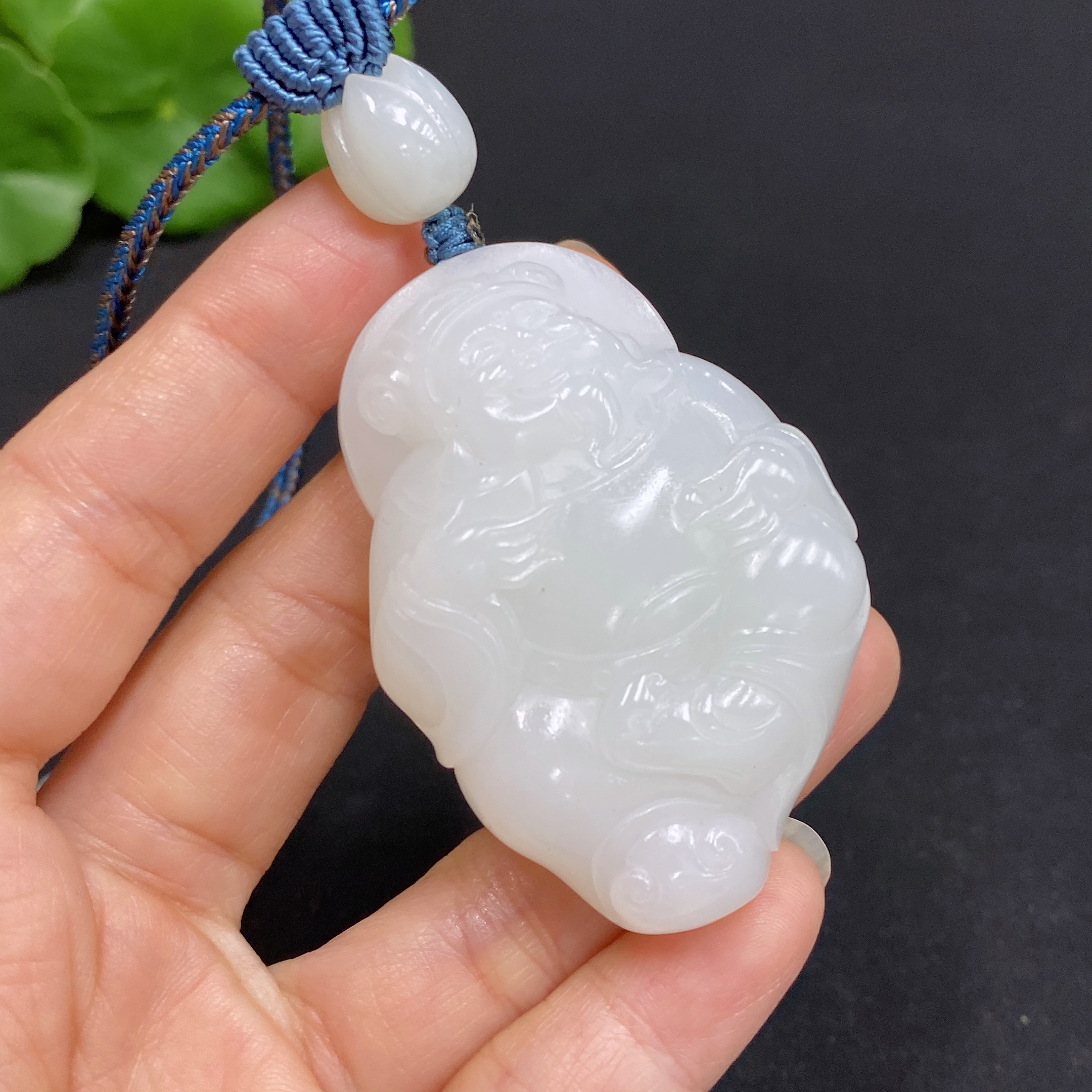 H31601937 Hetian Jade Pendant    God of Wealth    Total Weight (including rope): 48.8g