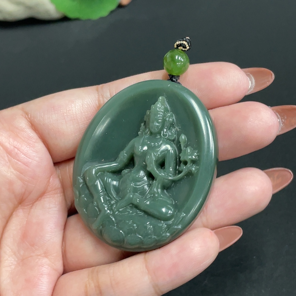 H34973061 Hetian Jade Pendant Guanyin Total Weight About 35g