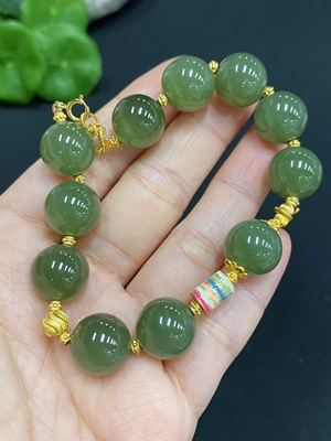 H27059811 Hetian Jade Bracelet   Approx. 11.6mm   Non-Gold Inlaid   Total Weight Approx. 31.6g