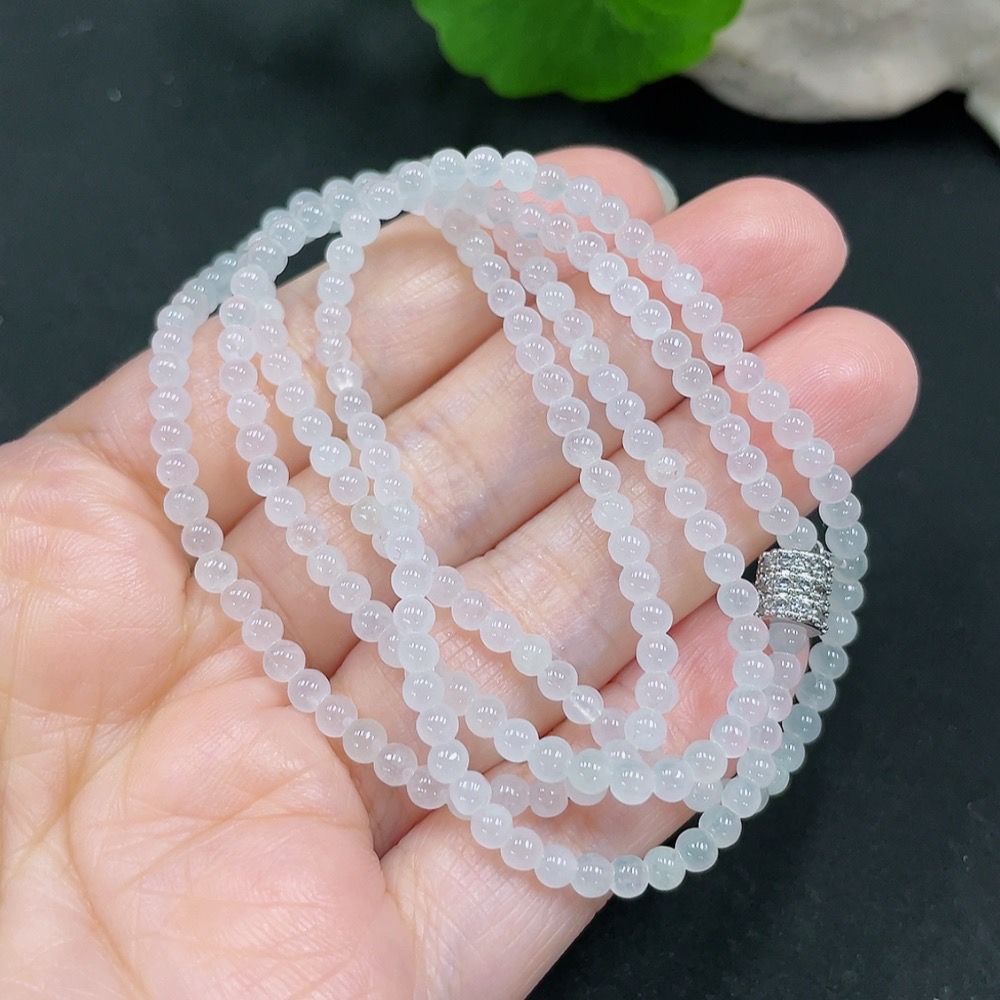 F30453565 Jadeite Bead Necklace approx. 3.5mm total weight approx. 13.77g non-gold inlaid