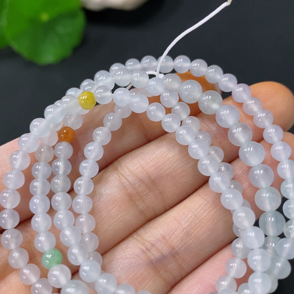 F30442587 Jadeite Bead Necklace Approx. 5mm Total Weight Approx. 17.5g Color Origin Undetermined