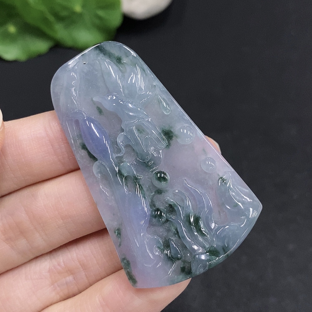 F33940531 Jadeite Magpie on the Plum Branch Pendant, Total Weight Approx. 15.7g