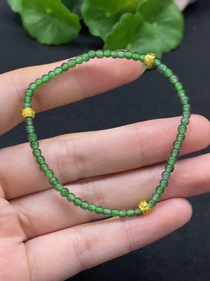 F33896228 Jadeite Beaded Bracelet Approx. 3mm Bead Size Total Weight Approx. 3.14g Non-Gold-Inlaid