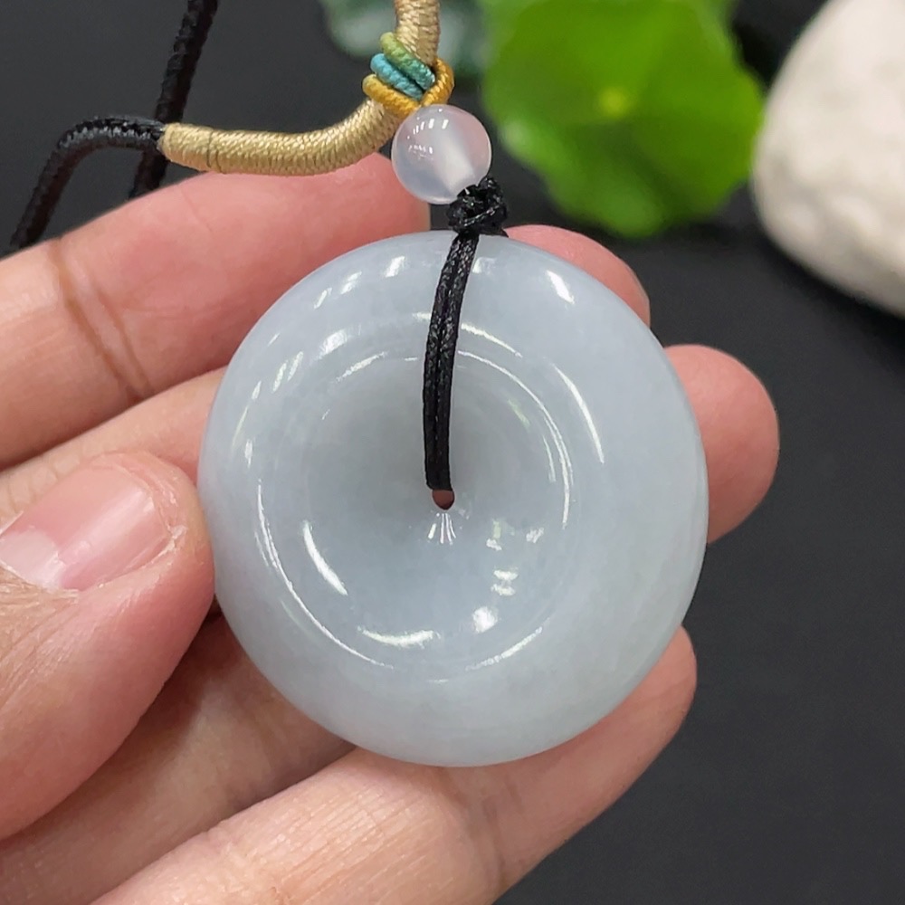 F33837020 Jadeite Pendant Peace Knot Total Weight Approx. 20.73g Including Rope, Beads Non-Grade A