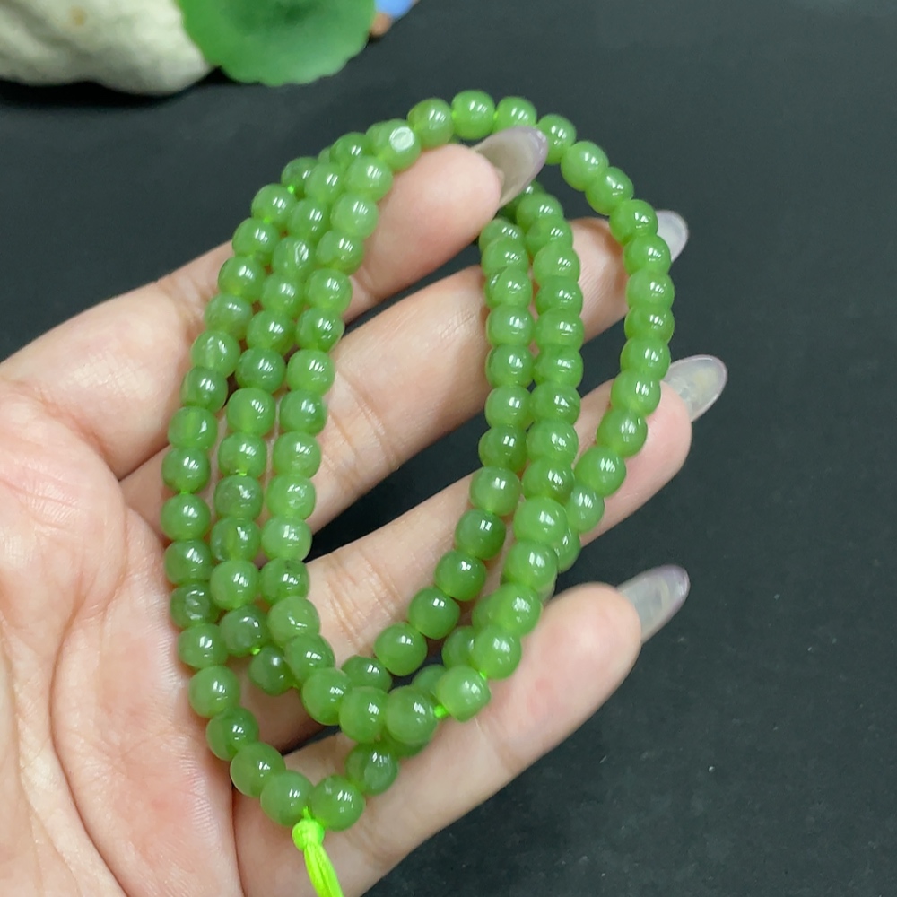 H34956861 Hetian Jade Bead Necklace, Approx. 5.8mm, Total Weight Approx. 36g
