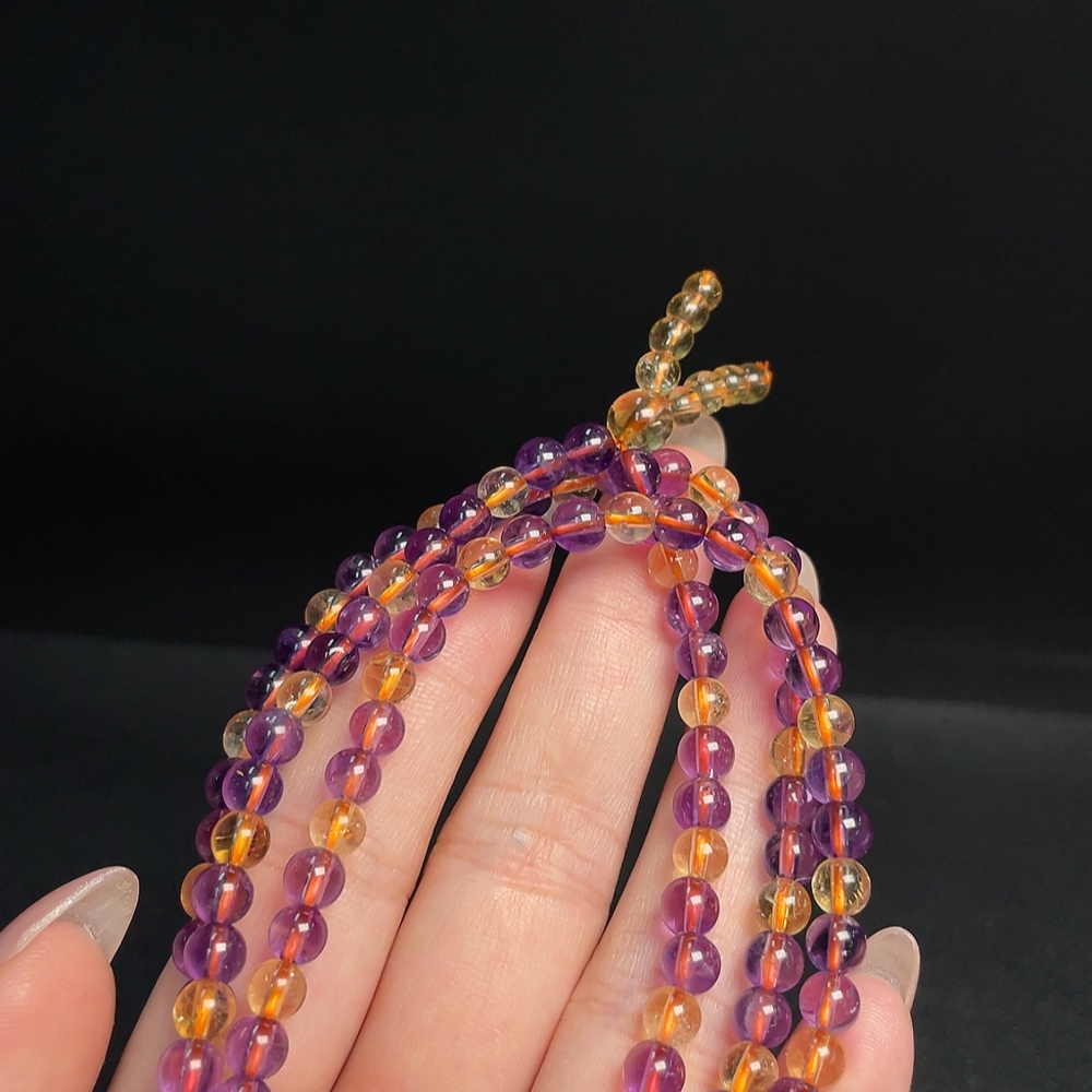 C34993084 Crystal Bead Necklace with Visible Organic Matter, Consider Non-Natural Accent Stones, Total Weight Approx. 39.72g, Size 5mm