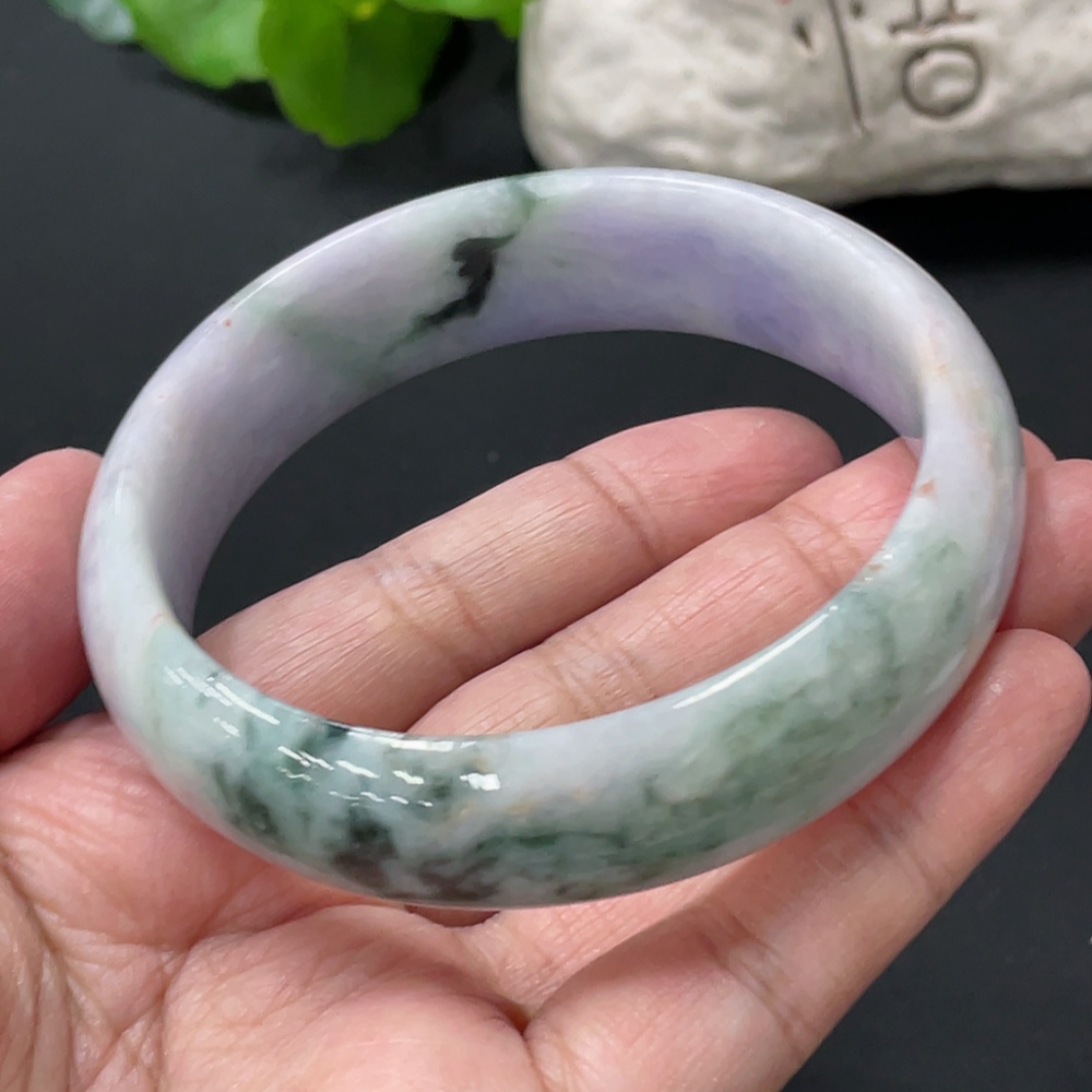 F32821223 Jadeite Regular Round Bangle, Total Weight Approx. 80.1g, Size 62.6, Containing Other Mineral Components
