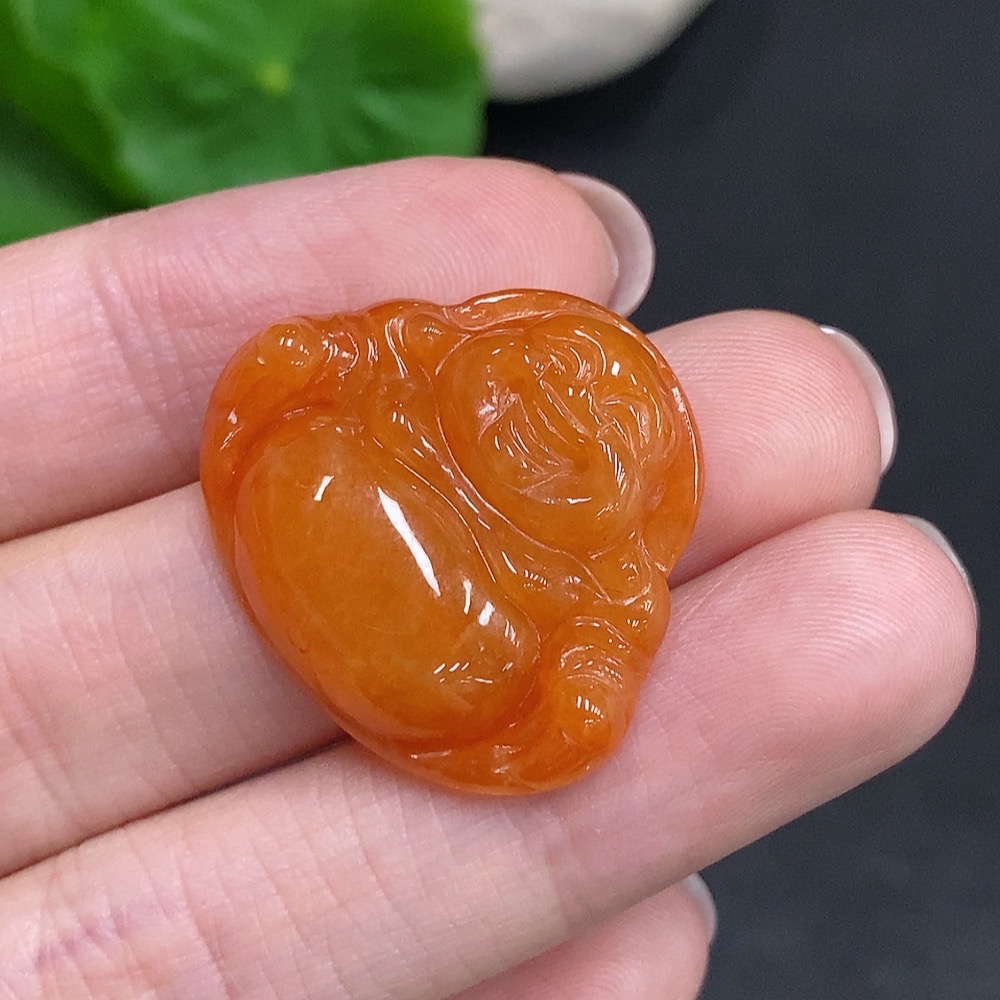 F34002094 Jadeite Buddha Pendant, Total Weight Approx. 5.3g, Yellow Color Origin Undetermined