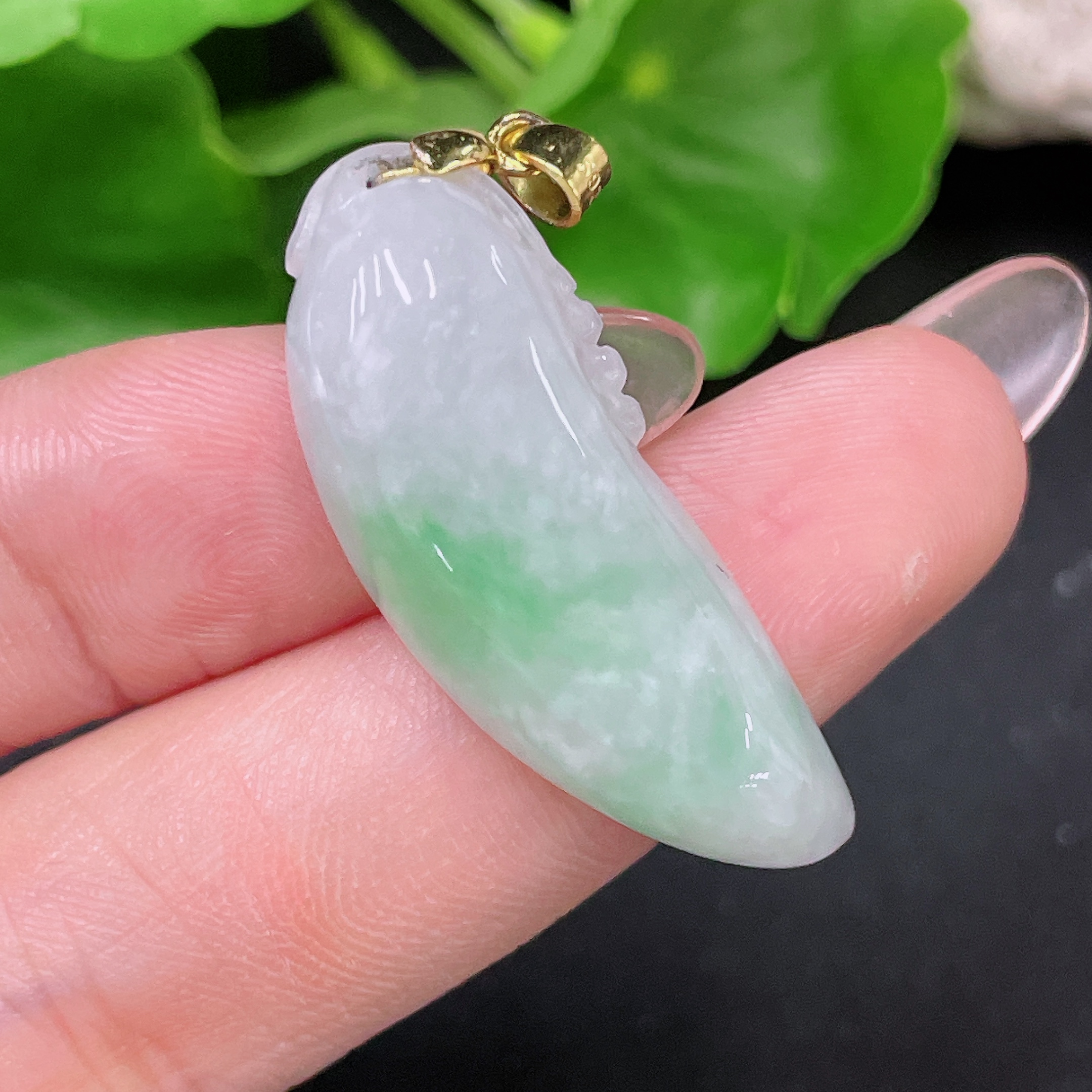 F34958235 Jadeite Fu Gua Pendant Non-Gold Inlaid Total Weight Approx. 6.5g