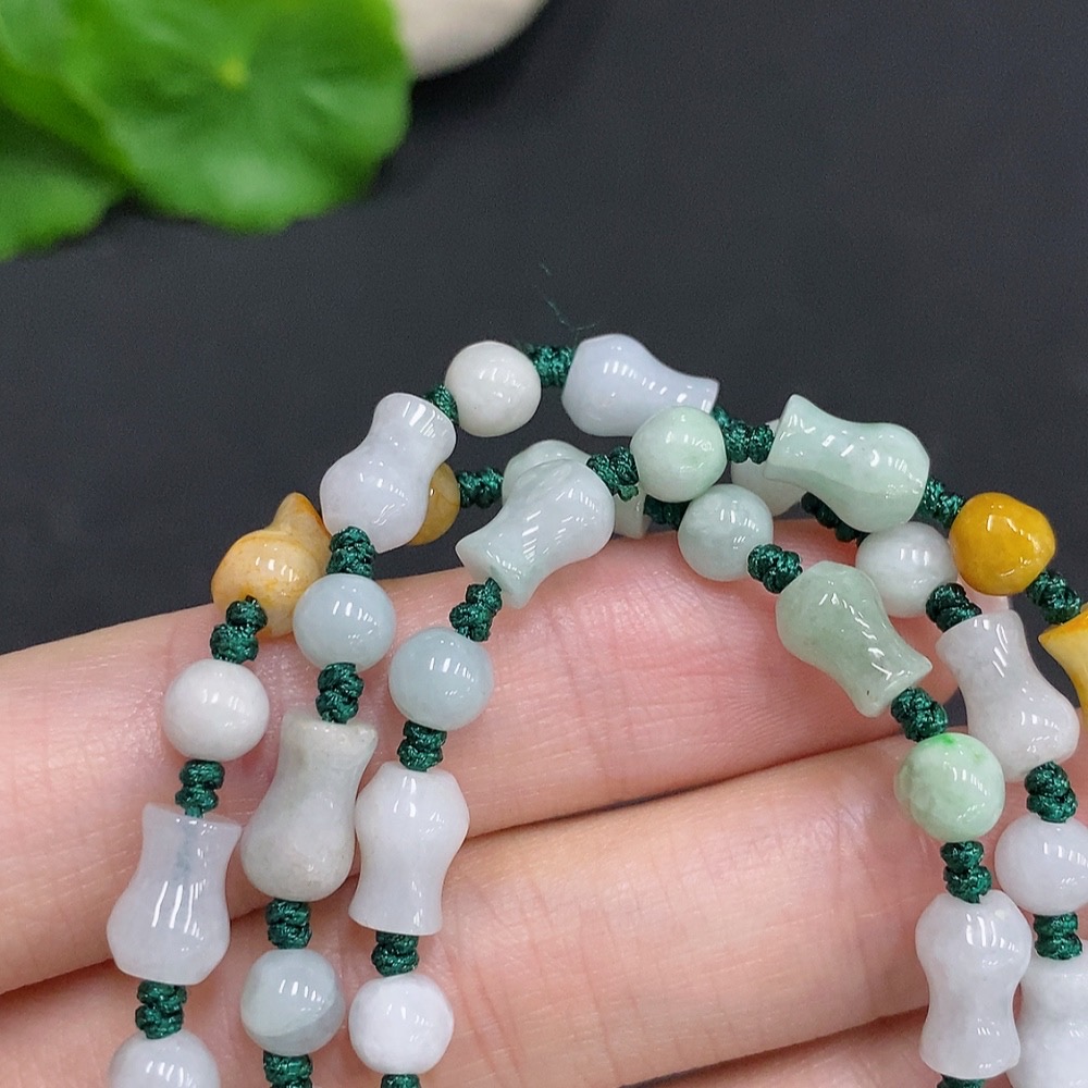F34022667 Jadeite Bead Necklace Total Weight Approx. 22.8g Yellow Beads Not Jadeite