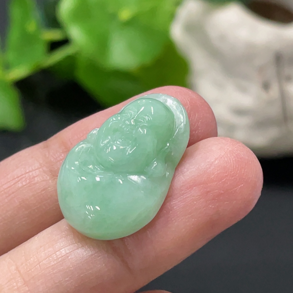 F35108605 Jadeite Smiling Buddha Pendant Total Weight Approx. 4.58g