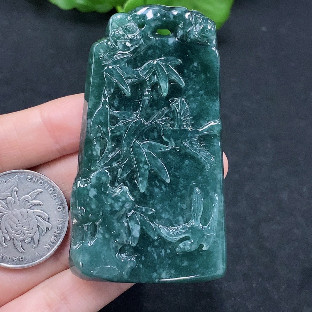 F32729021 JadeiteBamboo Pendant (Total weight: approx. 43.6g)