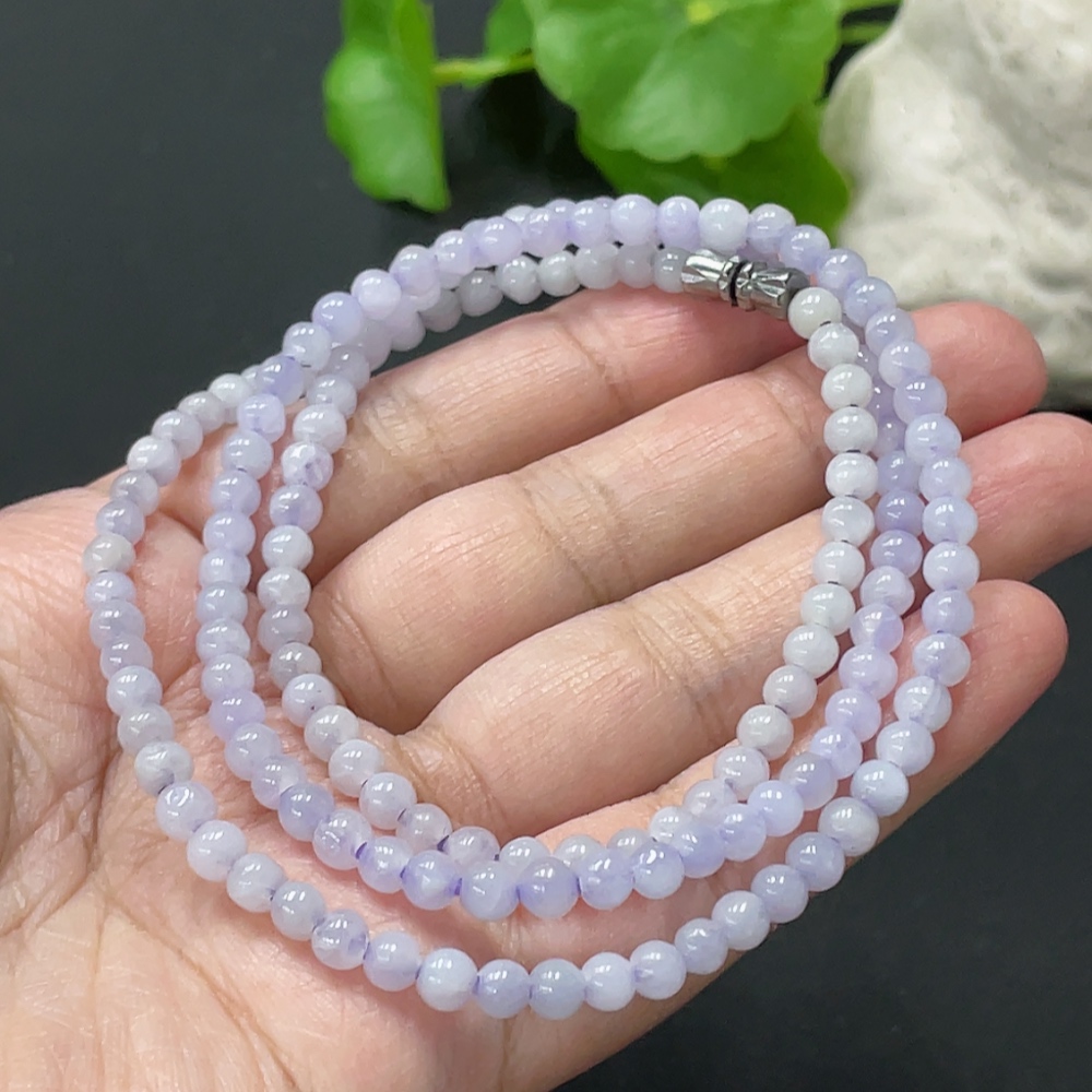 F35108652 Jadeite Bead Necklace Approx. 4.5mm Total Weight Approx. 19.9g Non-Gold Clasp