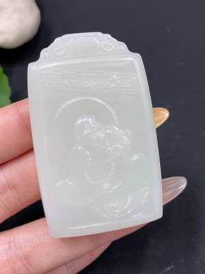H30456597 Hetian Jade Pendant Buddha Total Weight Approx. 56.5g