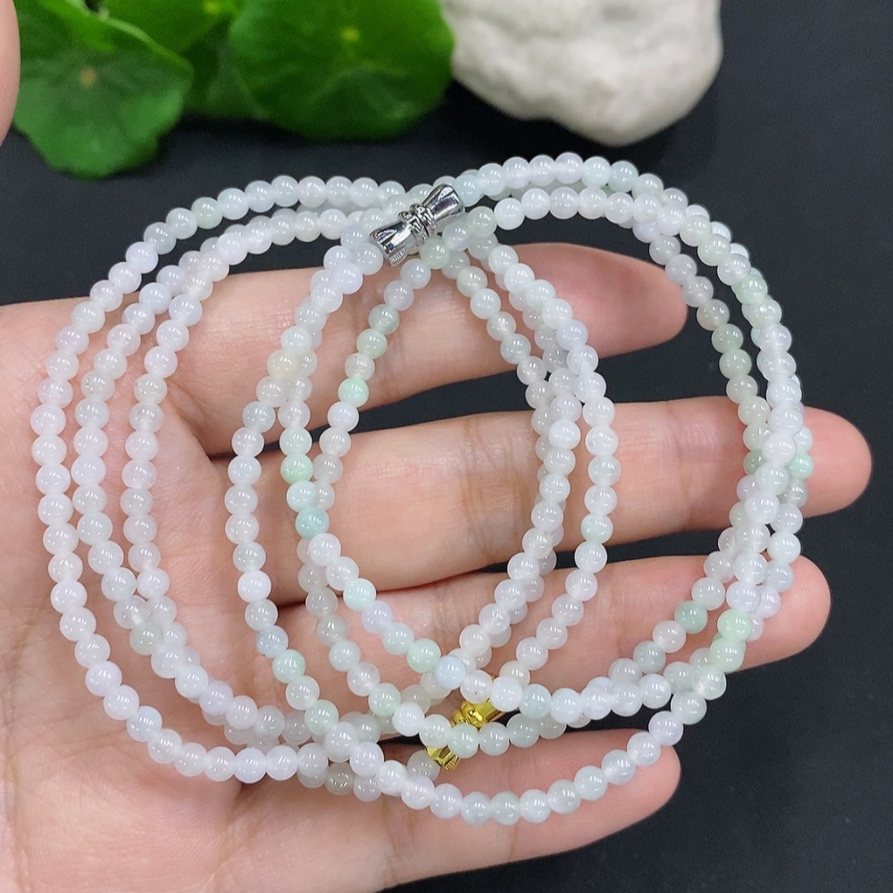 F34001903 Jadeite Beads Strand Sell as a Lot Non-Gold Inlaid