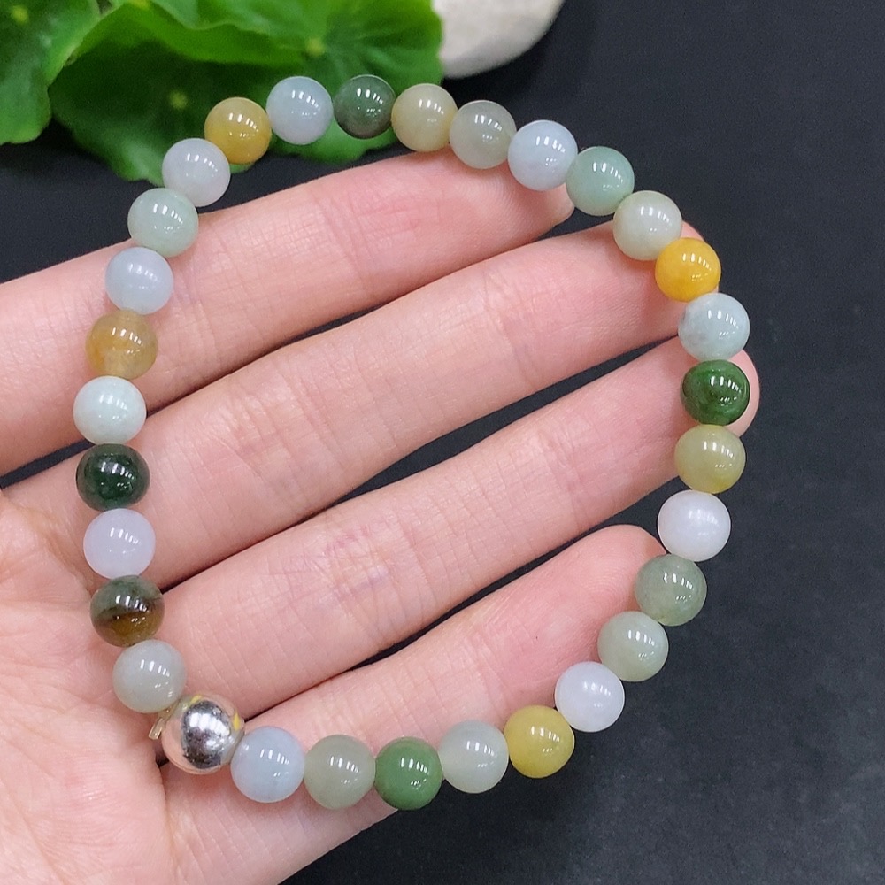 F35078337 Jadeite Bracelet Non-Gold Inlaid Total Weight Approx.17g Size Approx.6.8mm