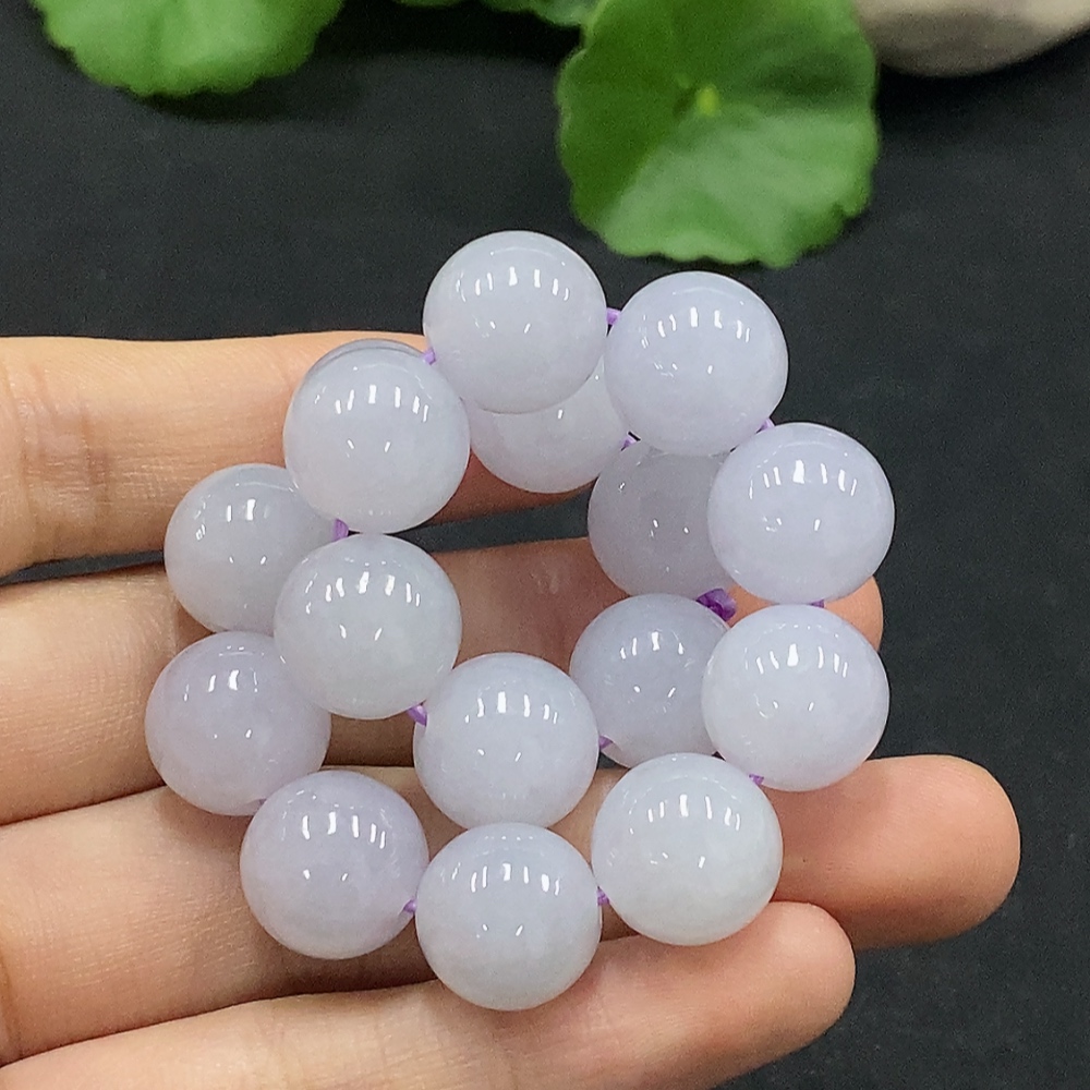 F30514636 JadeiteBeaded Bracelet 12.2mm Approx. 49.47g