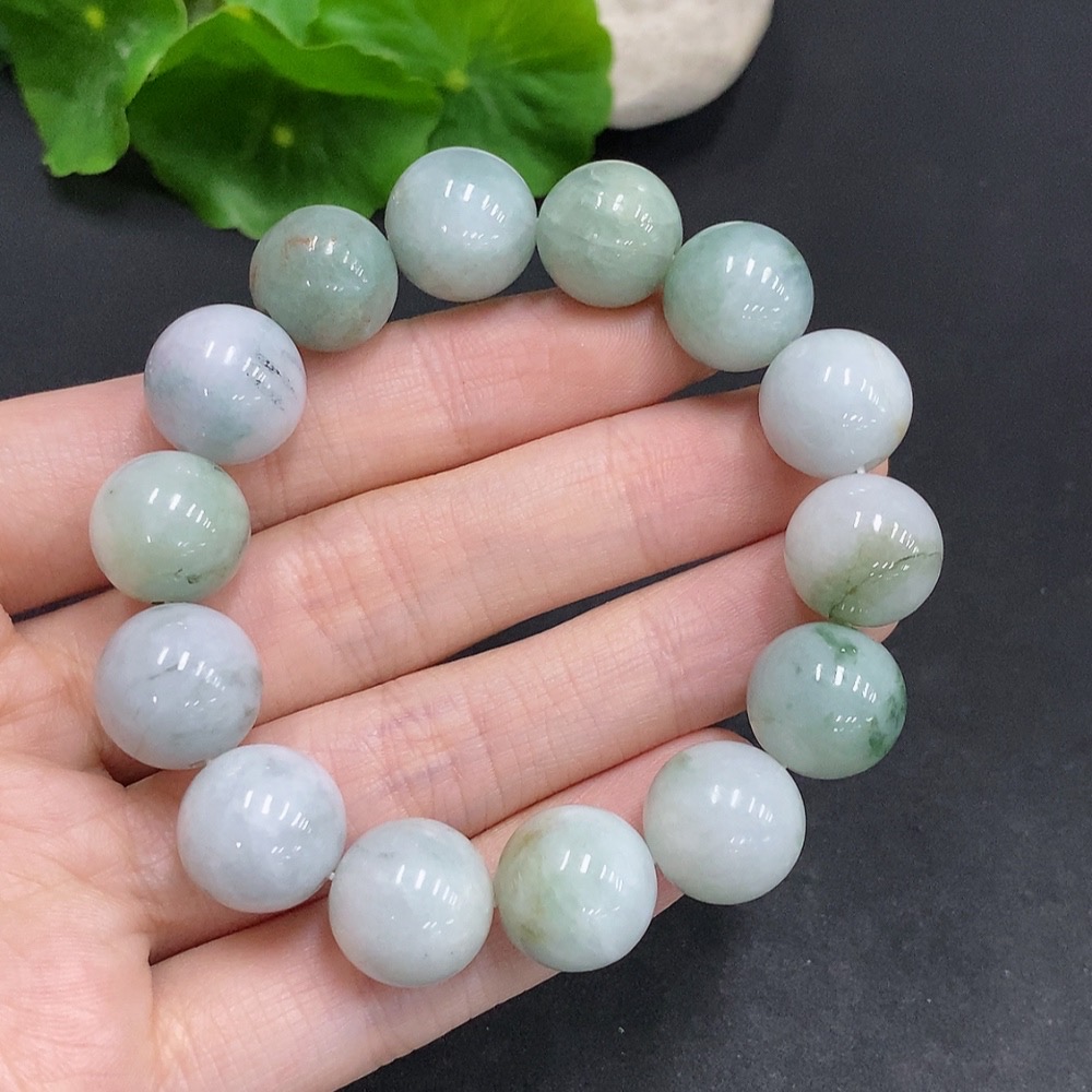 F35124108 Jadeite Beads Total Weight Approx. 57g Size 13.5mm Contains Small Amount Colored Polishing Powder