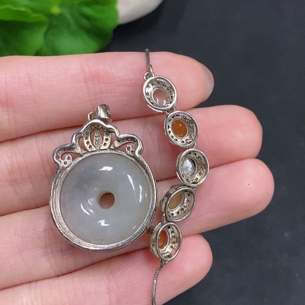 F35077944 Jadeite Safety Buckle + Cabochon Inlaid Bracelet Sell as a Lot Non-Gold Inlaid