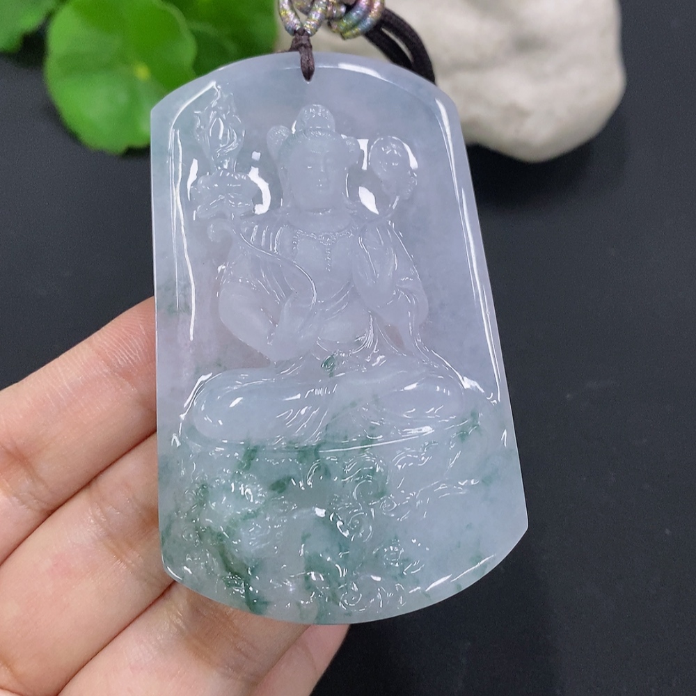 F30483742 Jadeite Pendant, Total Weight Including Rope Approximately 73.2g