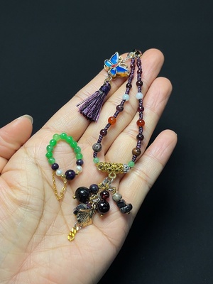 C46536937 苏纪石珠串 仅紫 含其他矿物成分 配珍珠（矿）+石榴石饰品 货品总重约12.26克 非金 配石考虑非天然