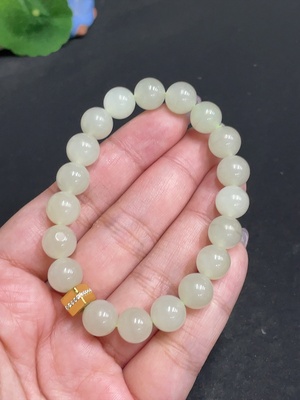 H33864203 Hetian Jade Bracelet Card 9.3mm Approx. Total Weight About 26.9g Non-Gold