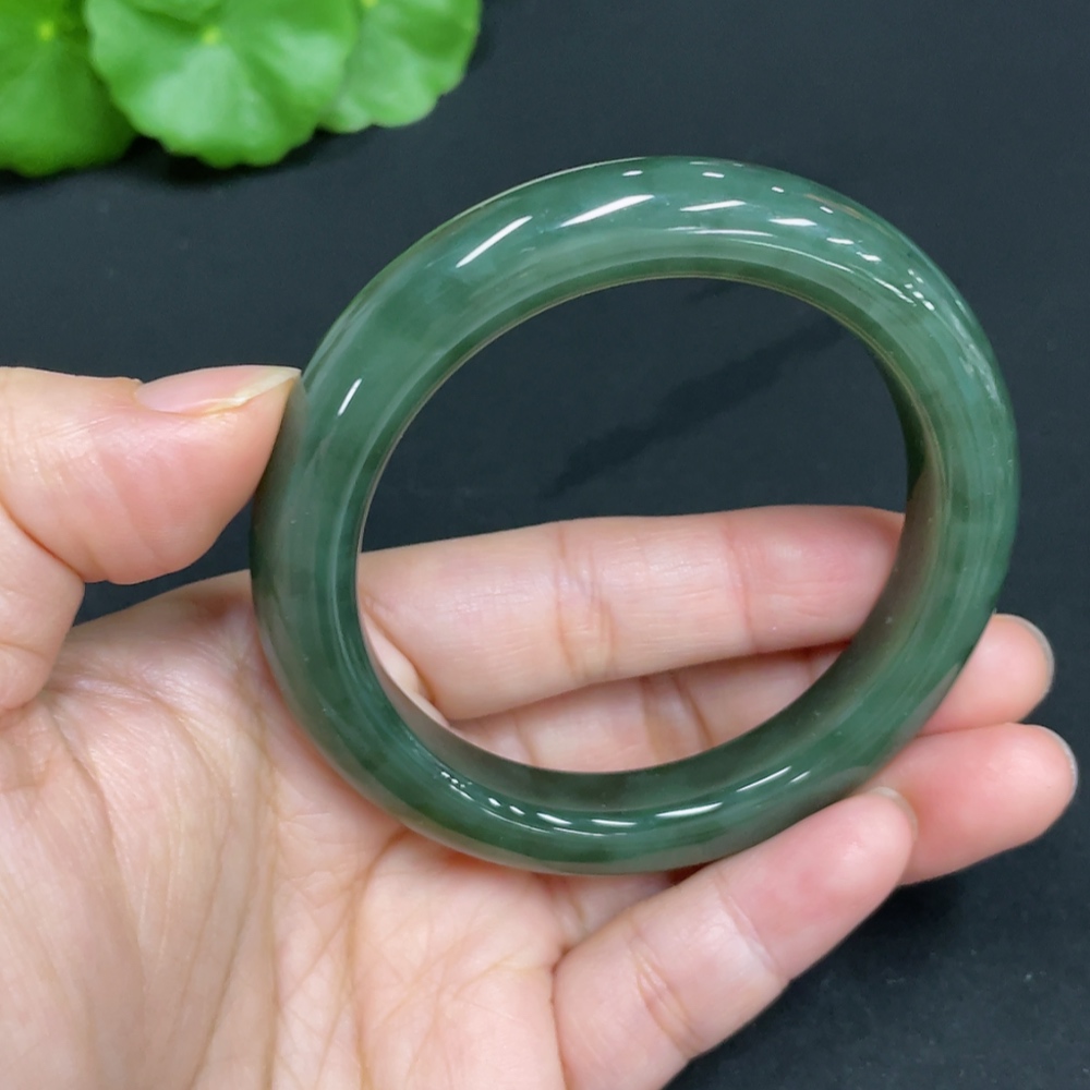 H34073226 Hetian Jade Round Bracelet Size 52 Total Weight Approx. 44.8g