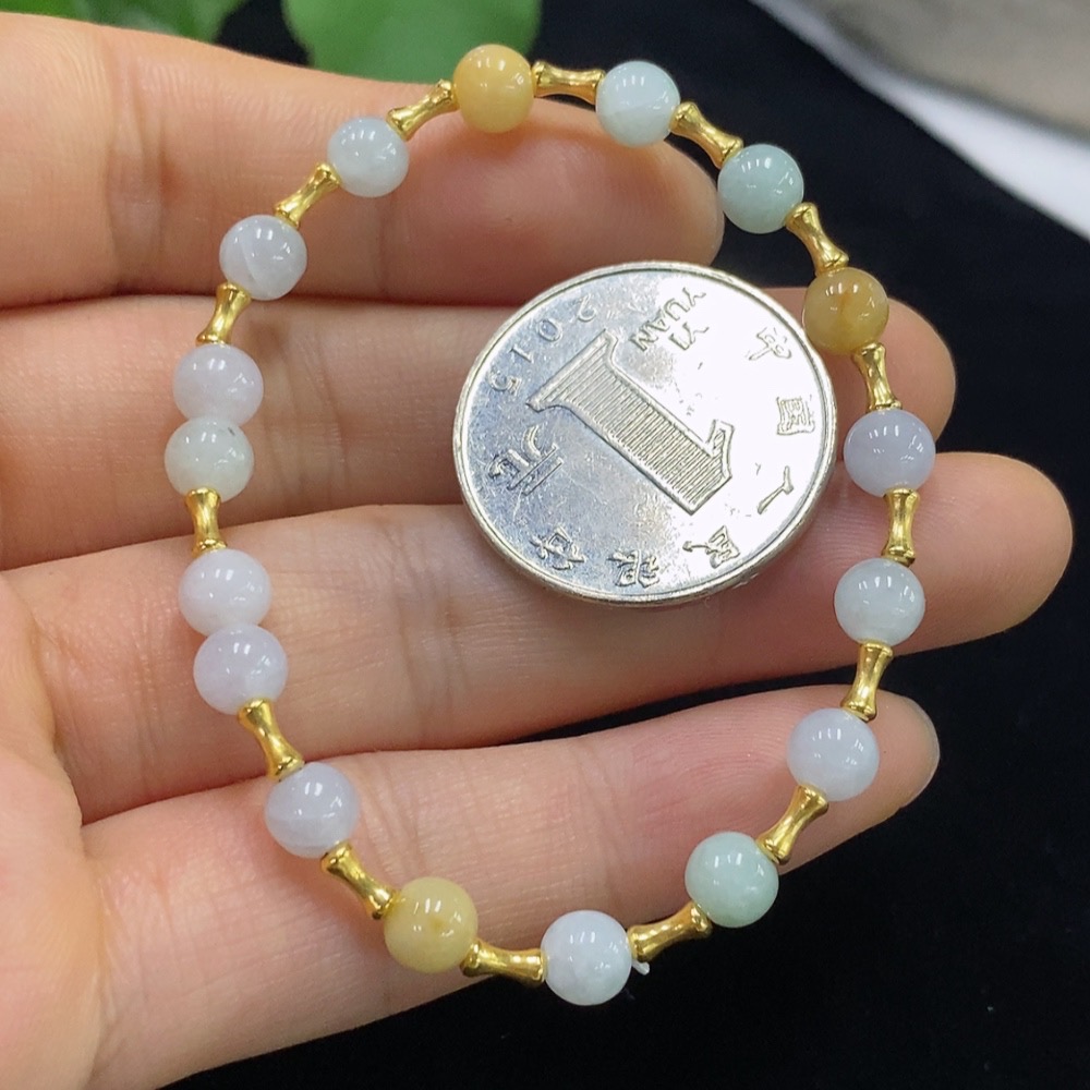 F31586664 Jadeite Bracelet, Approx. 5.3mm, 18K, Total Weight Approx. 5g, Color Origin Undetermined