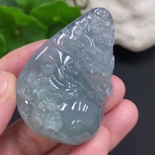 F34070774 Jadeite Pendant Dragon Plaque Total Weight Approx.31.77g