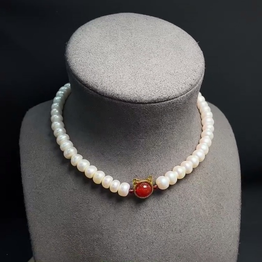 C20221781 Pearl Bead Necklace Non-Gold Setting Approx. 9.3mm Total Weight About 48.45g Non-Pearl Matching Beads