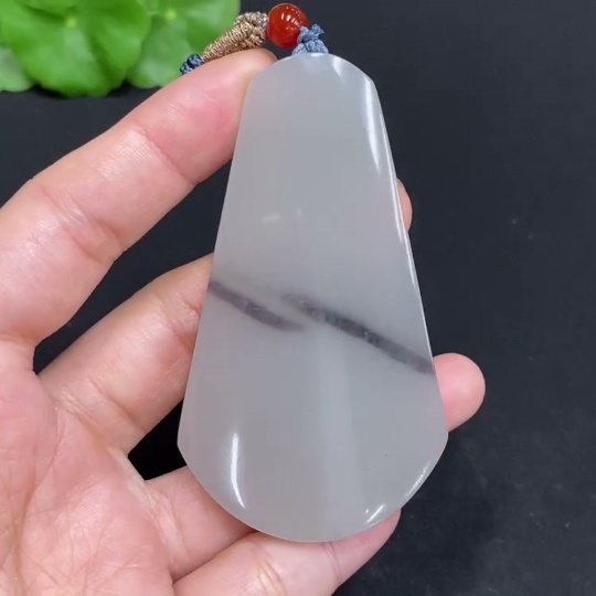 H33844521 Hetian Jade Pendant, Plain Pendant, Total Weight (including rope): 43.4g