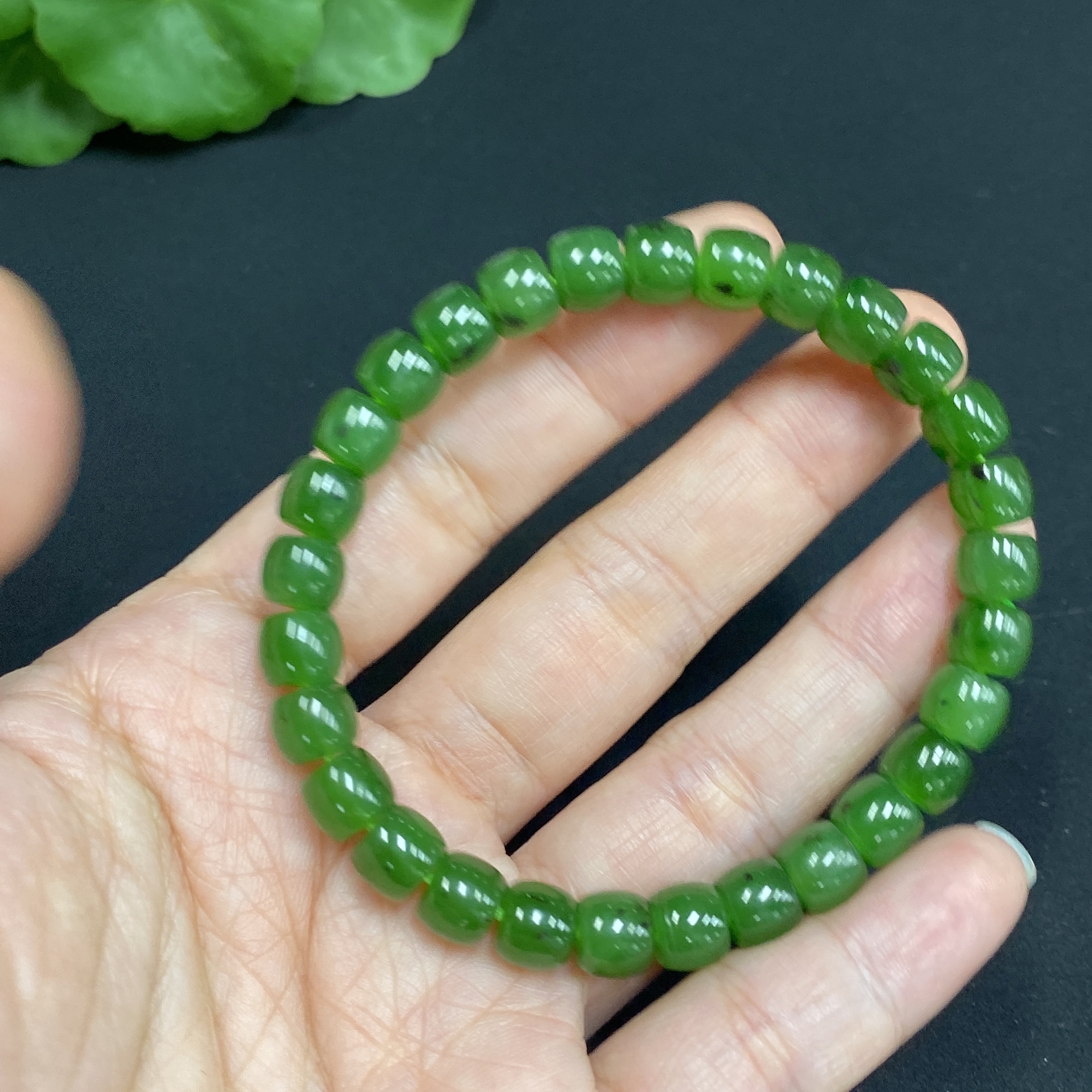 H34985301 Hetian Jade Jasper Bracelet Approx. 6.7mm Total Weight About 16.2g