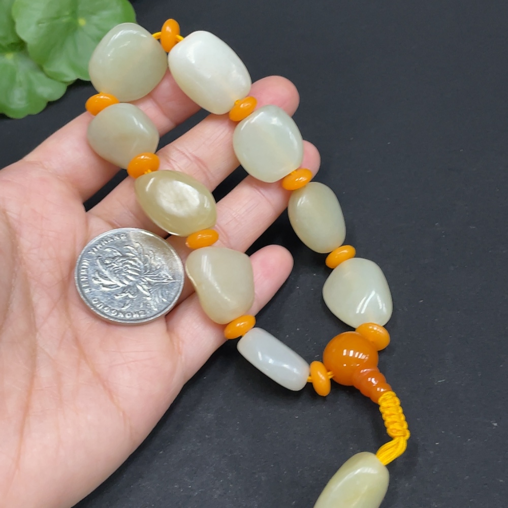 H34072194 Hetian Jade Beads Bracelet, Total Weight Approx. 50.1g, Accessories Not Hetian Jade