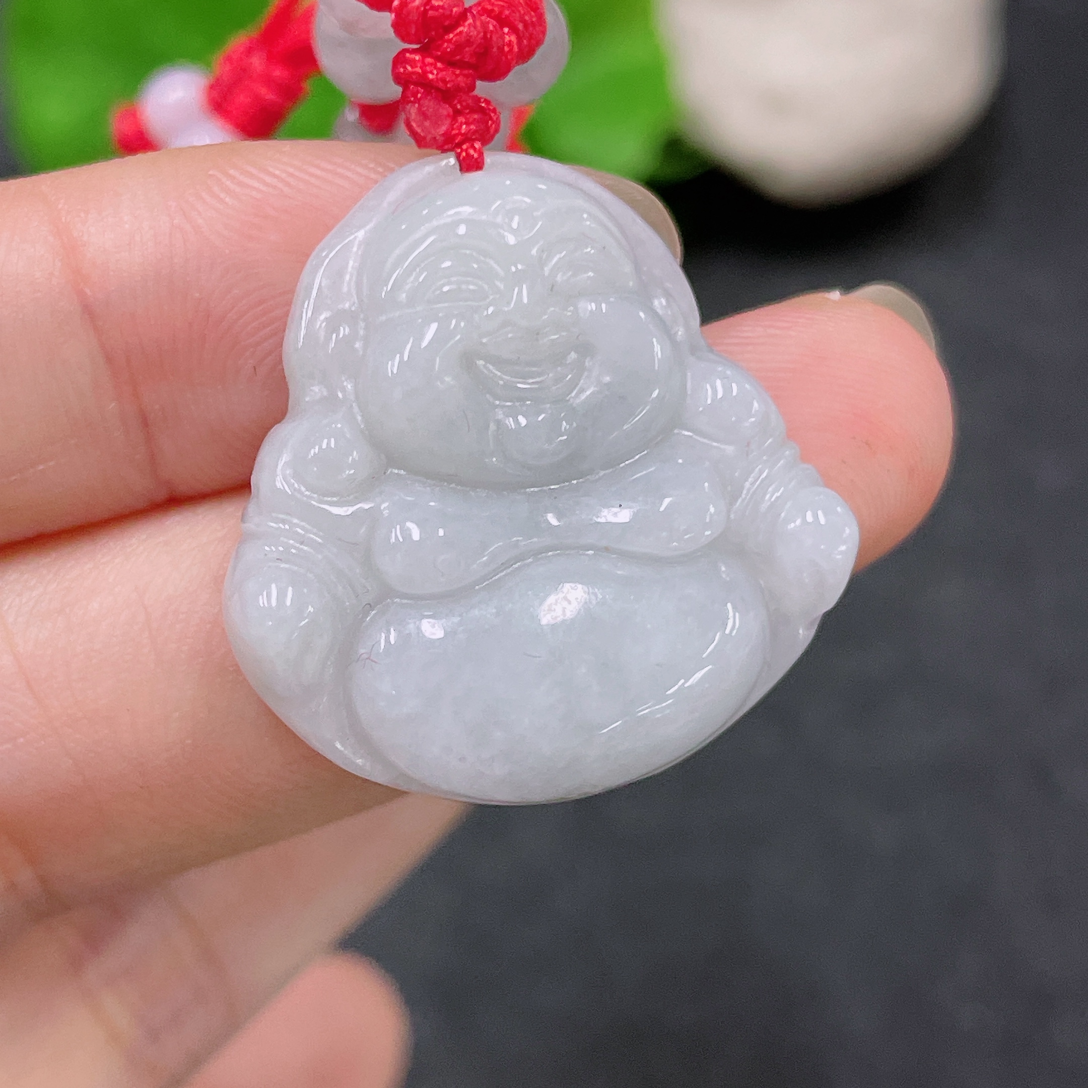 F32811434 JadeitePendant Buddha with Beads (Non-Grade A) Including Cord Total Weight Approx. 11.27g